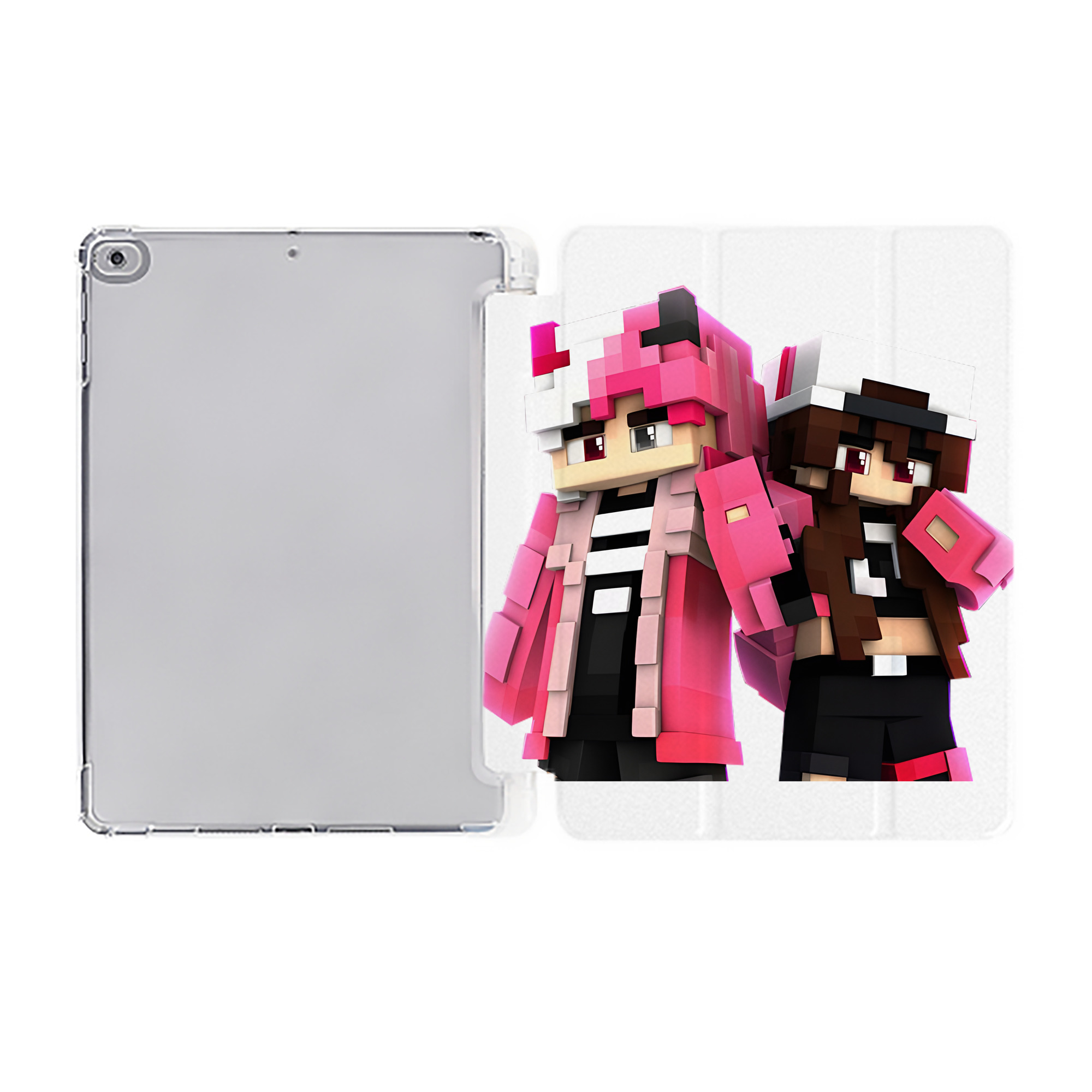 （画像用） マインクラフト ブロックの世界 Minecraft MC Block world IPad ケース ペン収納付き 三つ折りスタンド PUレザー×シリコン 対応機種9.5/10.5/10.9インチ